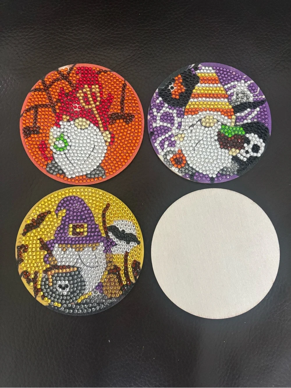 Hand Crafted Halloween Gnome Coaster Set (sealed)